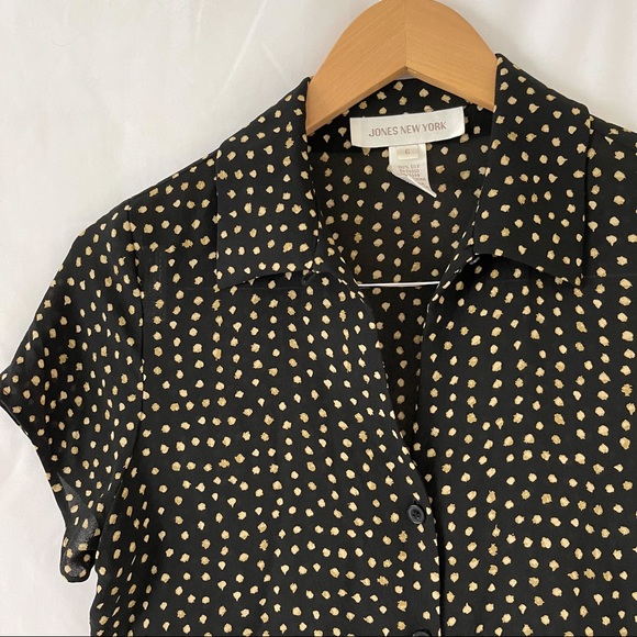 90s Vintage Silk Polkadot Button Front Blouse - Picture 5 of 7